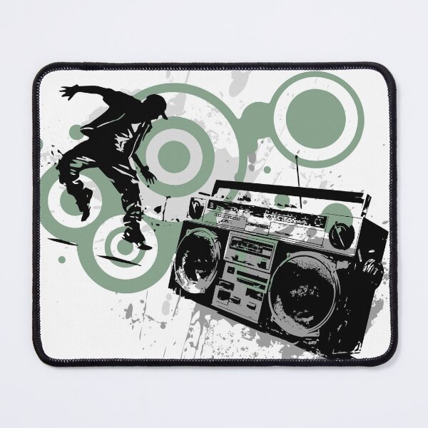 Item preview, Grunge Frutiger Metro graffiti - Vintage radio Boombox - Black stencils and green circles designed and sold by Pics'Elle Creations.
