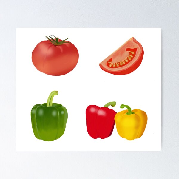Item preview, Farm Fresh Tomato and Capsicum, Cute Veggie Design designed and sold by Silver  Stone.