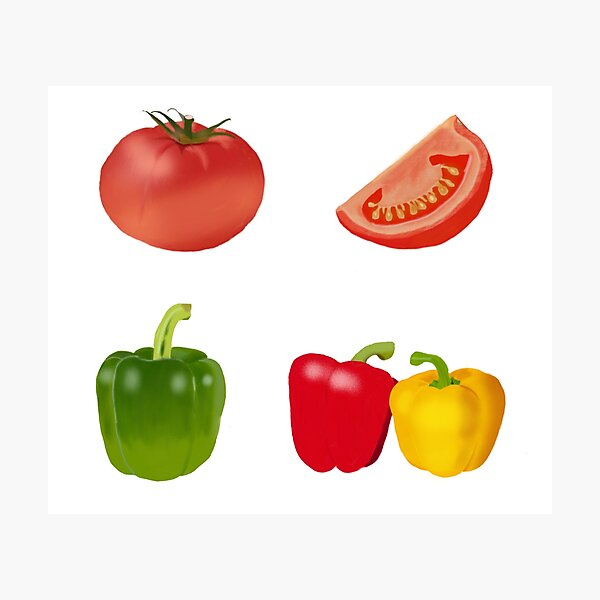 Item preview, Farm Fresh Tomato and Capsicum, Cute Veggie Design designed and sold by Silver  Stone.