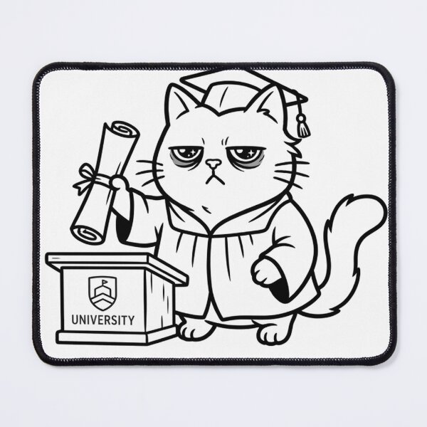 Item preview, Grumpy Graduation Cat Academic Achievement Meme designed and sold by Meow-gical Wear.