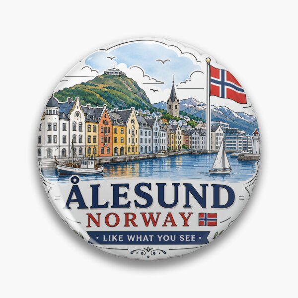Item preview,  Ålesund Norway Cute 3D Skyline Label  Label Text  ÅLESUND NORWAY ?? designed and sold by PaintMeWorld.