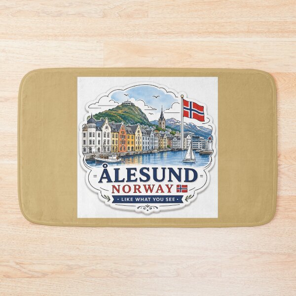 Item preview,  Ålesund Norway Cute 3D Skyline Label  Label Text  ÅLESUND NORWAY ?? designed and sold by PaintMeWorld.