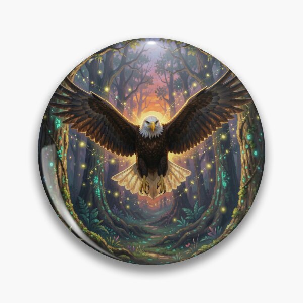 Item preview, Ethereal Twilight Soaring Forest Eagle Rich Textured Oil Painting Clipart designed and sold by TaBogroupsRed.