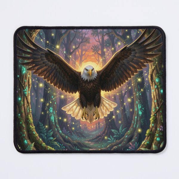 Item preview, Ethereal Twilight Soaring Forest Eagle Rich Textured Oil Painting Clipart designed and sold by TaBogroupsRed.