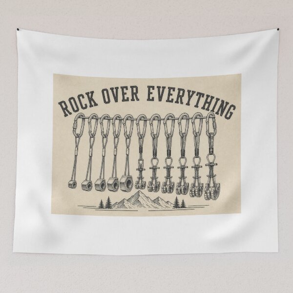 Item preview, Rock Over Everything Trad Climbing Gear Illustration Tee Sticker Rock Climber Gift designed and sold by sharifex.