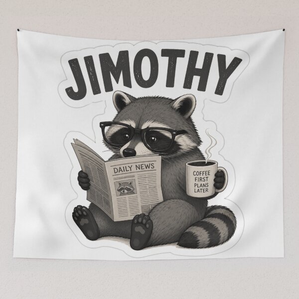 Item preview, Jimothy the Bookworm Raccoon | Cute Coffee Lover Animal Sticker designed and sold by LatestDesign95.
