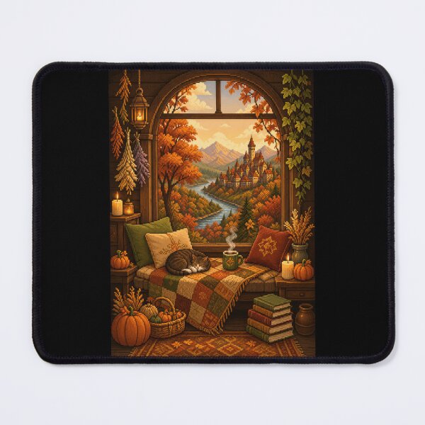 Item preview, Autumn Window Nook by the River Castle designed and sold by Sketchlegacy.