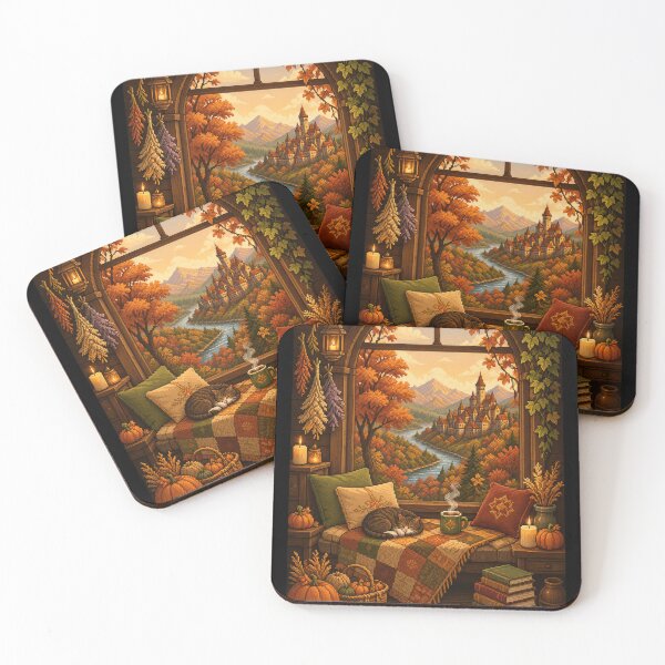 Item preview, Autumn Window Nook by the River Castle  designed and sold by Sketchlegacy.