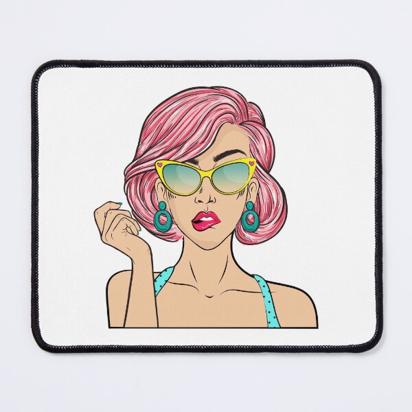 Item preview, Retro Pop Art Fashion Girl with Pink Hair & Cat Eye Sunglasses designed and sold by sunnivamla.