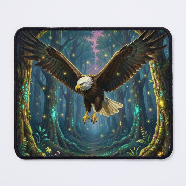 Item preview, Mystical Glowing Trees and Powerful Soaring Eagle Fine Art Backdrop designed and sold by TaBogroupsRed.