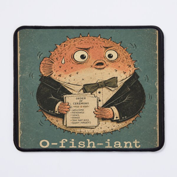 Item preview, O-fish-iant Nervous Pufferfish Wedding Officiant Shirt designed and sold by POD DYNASTY | Original Print On Demand T-Shirt Graphics.