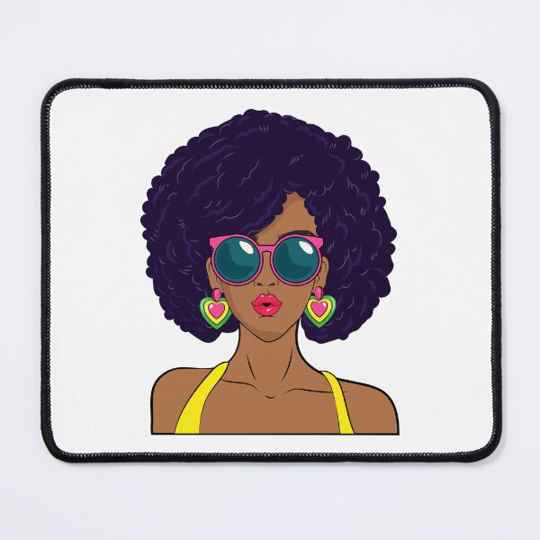 Item preview, Retro Afro Queen Pop Art Stylish Woman with Sunglasses & Heart Earrings designed and sold by sunnivamla.