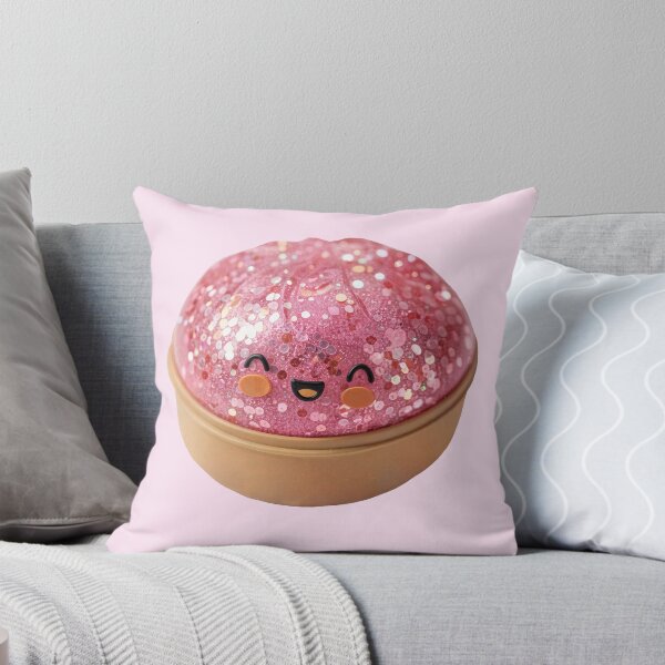 Artikelvorschau, Pinkfarbenes Glitzer-Squishy im Bambusdämpfer – Kawaii-Spielzeug-Ausschnitt entworfen und verkauft von EmeraldeaArt.