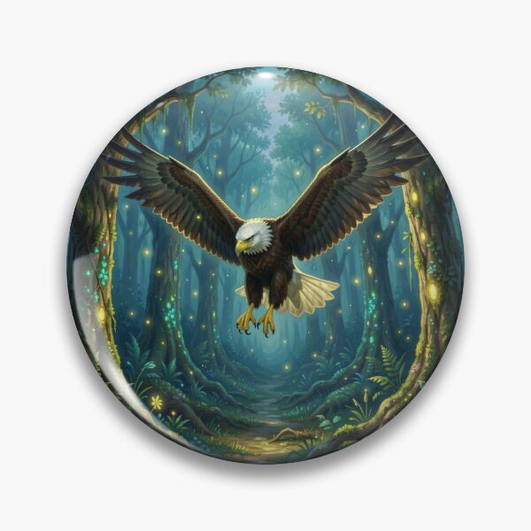 Item preview,  Vintage Romanticism Nature Study Eagle Soaring in Luminous Magic Woods designed and sold by TaBogroupsRed.