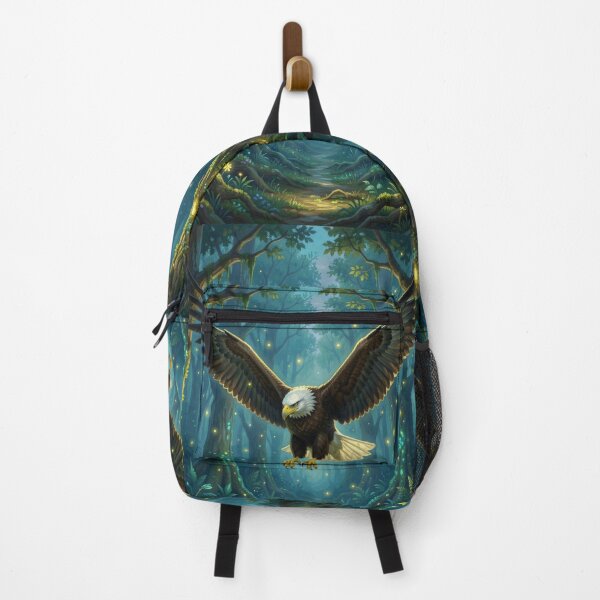 Item preview, Vintage Romanticism Nature Study Eagle Soaring in Luminous Magic Woods designed and sold by TaBogroupsRed.