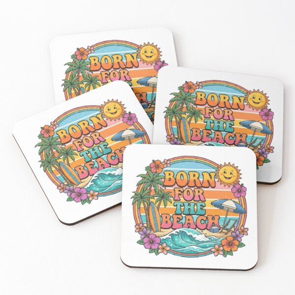 Item preview, Born For The Beach | Retro Summer Sunset Typography T-Shirt for Beach Lovers designed and sold by Faisal  Shah.