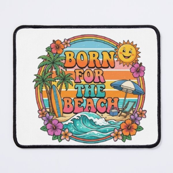 Item preview, Born For The Beach | Retro Summer Sunset Typography T-Shirt for Beach Lovers designed and sold by Faisal Shah.