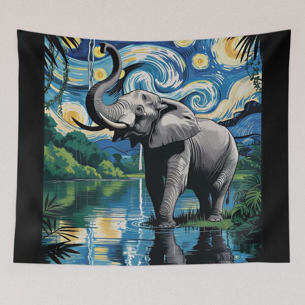 Item preview, Starry Night Elephant – Jungle Dream Oasis v1 designed and sold by DBWStudios.