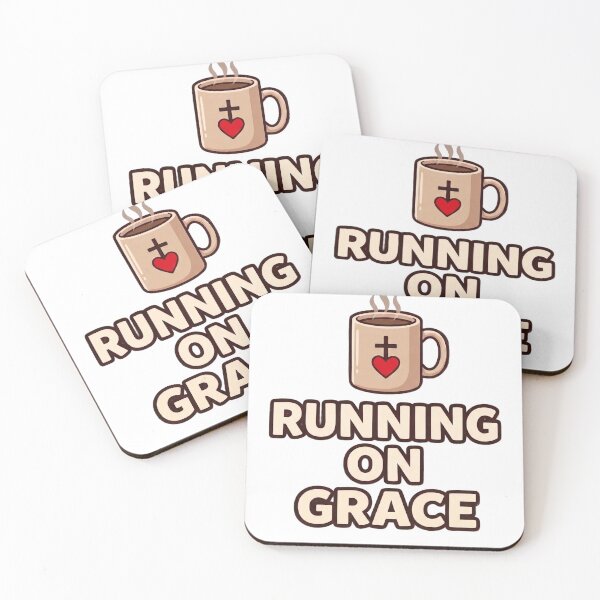 Item preview, Running on Grace – Cozy Christian Coffee Aesthetic Design designed and sold by Softbear Atelier.