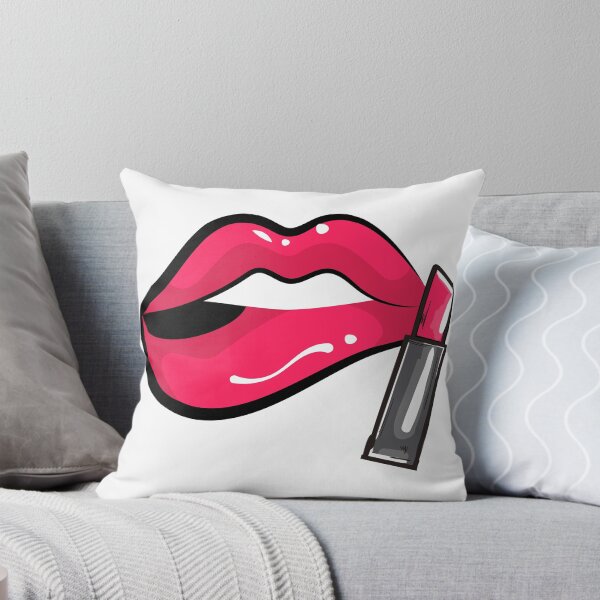 Item preview, Glossy Red Lips with Lipstick Pop Art Beauty Illustration designed and sold by sunnivamla.