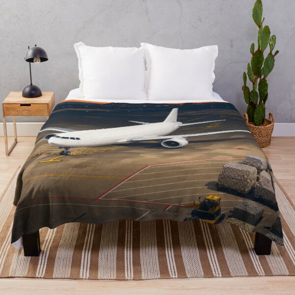 Item preview, Wide Body Cargo Airliner at Airport Apron During Sunset Illustration designed and sold by EMairplanes.