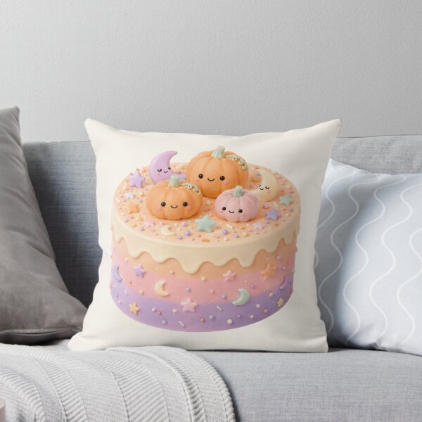 Item preview, Cute Pastel Pumpkin Cake | Kawaii Halloween Dessert Illustration designed and sold by looplandger.