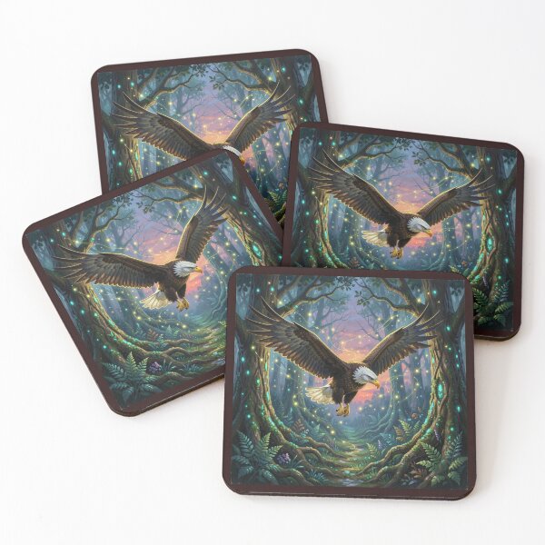 Item preview,  Luminous Forest Inner Light Trees and Majestic Eagle Oil Painting Design designed and sold by TaBogroupsRed.