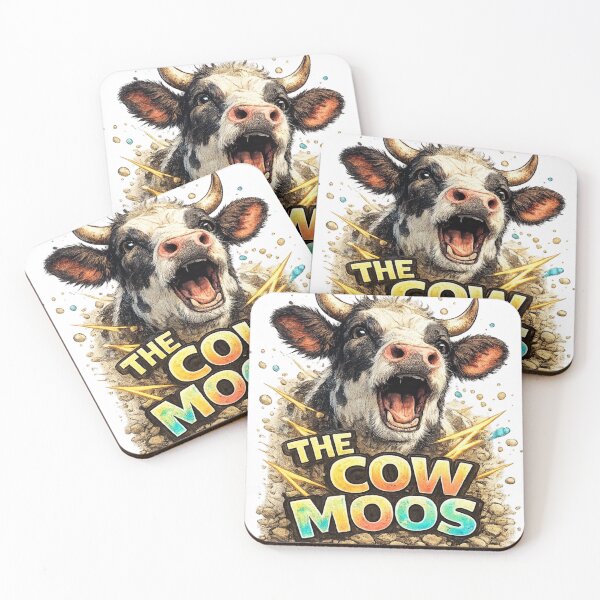 Item preview, The Cow Moos – Funny Farm Animal Illustration designed and sold by CMA Design Studio.
