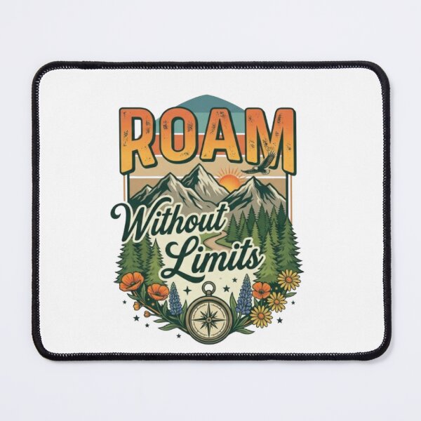 Item preview, Roam Without Limits Adventure T-Shirt | Vintage Mountain Typography | Outdoor Explorer Graphic Tee designed and sold by Faisal Shah.