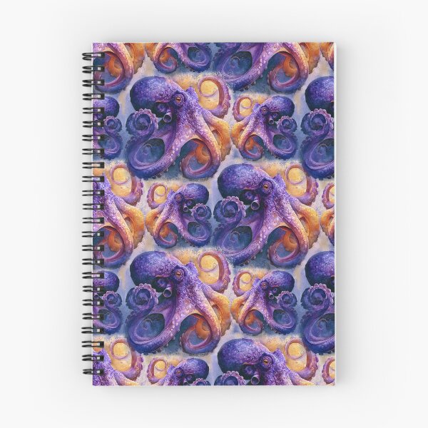 Aperçu de l'œuvre Motif aquarelle sans couture représentant une pieuvre violette vibrante, œuvre d'art sans couture représentant un océan. créée et vendue par EL-Lebedenko.