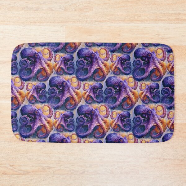 Item preview, Vibrant Purple Octopus Watercolor Seamless Ocean Pattern Artwork designed and sold by EL-Lebedenko.