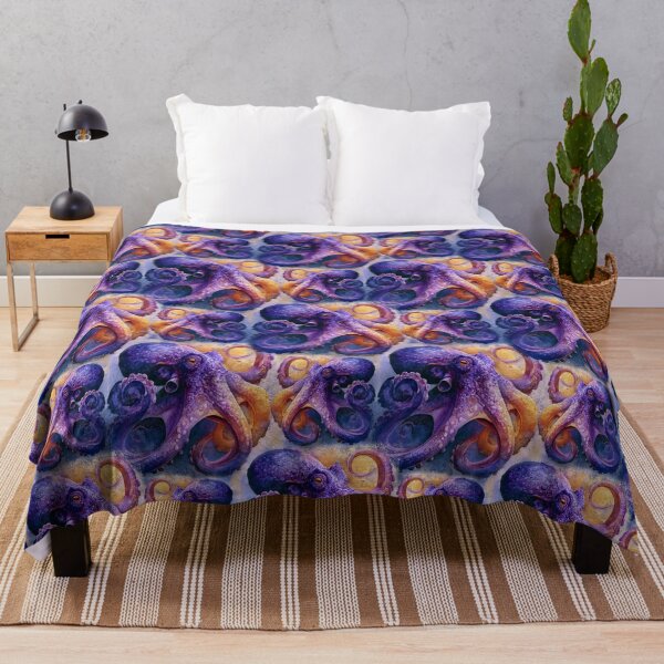 Item preview, Vibrant Purple Octopus Watercolor Seamless Ocean Pattern Artwork designed and sold by EL-Lebedenko.
