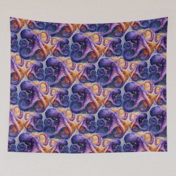 Item preview, Vibrant Purple Octopus Watercolor Seamless Ocean Pattern Artwork designed and sold by EL-Lebedenko.
