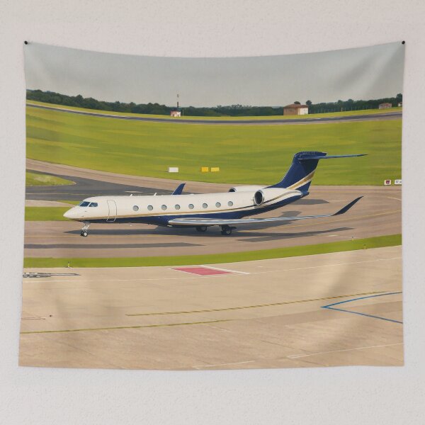 Item preview, Modern Business Jet Taxiing on Airport Runway Illustration designed and sold by EMairplanes.