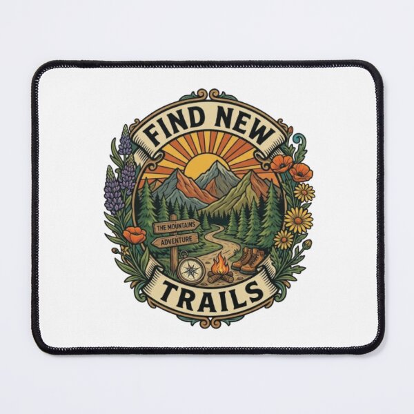 Item preview, Find New Trails Hiking T-Shirt | Vintage Outdoor Typography | Mountain Adventure Graphic Tee designed and sold by Faisal Shah.