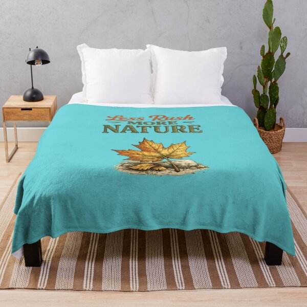 Item preview, Less Rush More Nature – Cozy Autumn Leaf Hand-Drawn Outdoor Illustration designed and sold by RosalesArts.