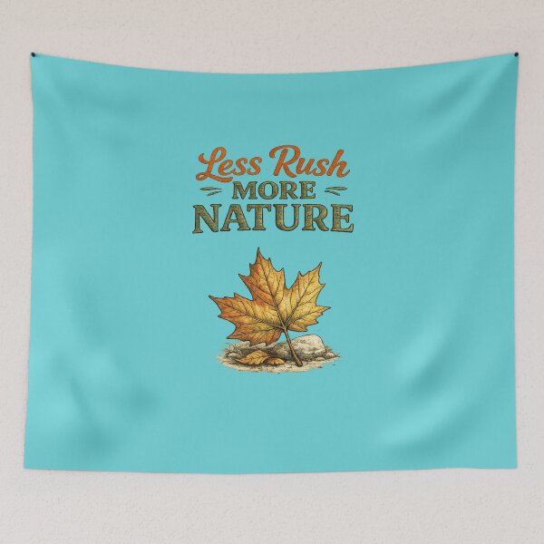 Item preview, Less Rush More Nature – Cozy Autumn Leaf Hand-Drawn Outdoor Illustration designed and sold by RosalesArts.