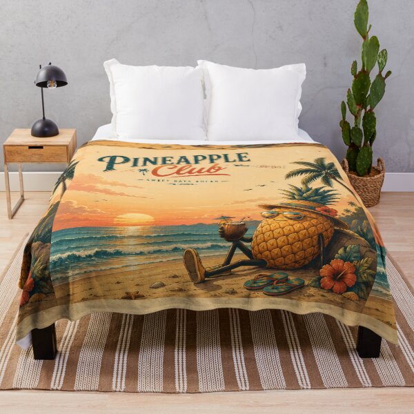 Item preview, Pineapple Club | Sweet Days Ahead | Retro Tropical Summer Beach Graphic Tee designed and sold by Genesis-Ink.