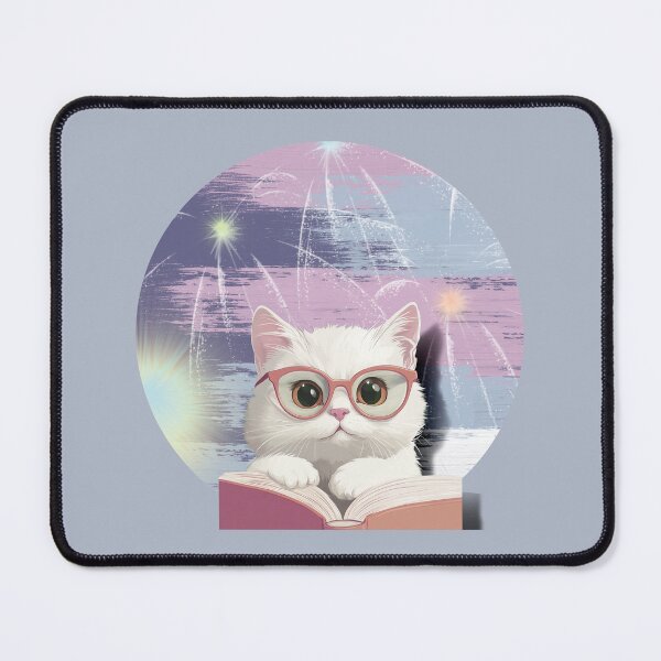 Item preview, A learned cat with glasses is reading a book in violet color designed and sold by Tana&tanuc.