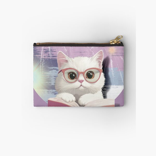 Item preview, A learned cat with glasses is reading a book  in violet color designed and sold by Tana&tanuc.