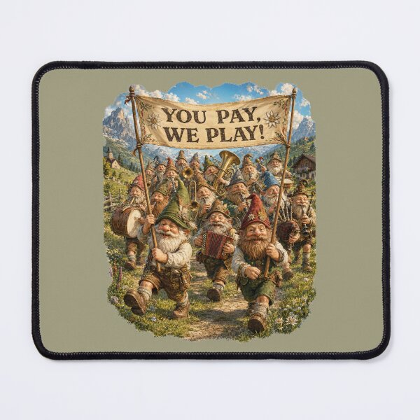 Item preview, You Pay, We Play! Funny Gnome Brass Band Parade Vintage T-Shirt designed and sold by Alpine-Ink.