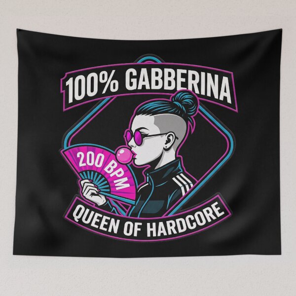 Aperçu de l'œuvre Gabberina Queen of Hardcore Techno 200 BPM créée et vendue par SPAZE-Typo.