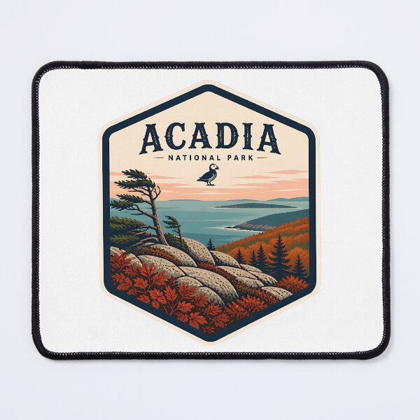 Item preview, Acadia National Park Vintage Hiking Travel Badge designed and sold by TravelersGems.