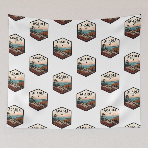 Item preview, Acadia National Park Vintage Hiking Travel Badge designed and sold by TravelersGems.