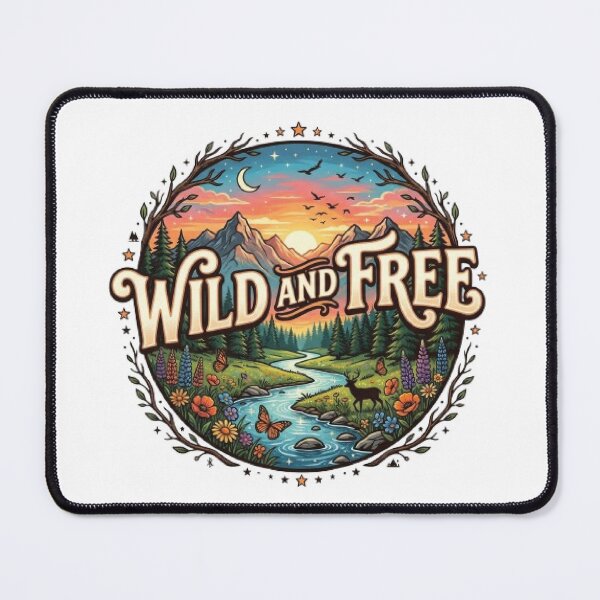 Item preview, Wild And Free Adventure T-Shirt | Vintage Mountain Nature Typography | Retro Outdoor Graphic Tee designed and sold by Faisal Shah.