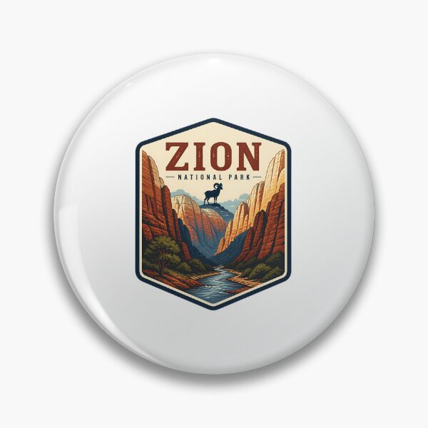 Item preview, Zion National Park Vintage Hiking Travel Badge designed and sold by TravelersGems.