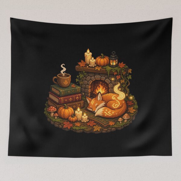 Item preview, Ember Fox Sleeping by the Autumn Hearth  designed and sold by Sketchlegacy.