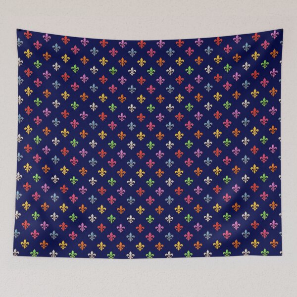 Item preview, Multicolored Tiny Fleur-de-lis Pattern Design - Navy Blue  designed and sold by PatternTitan.
