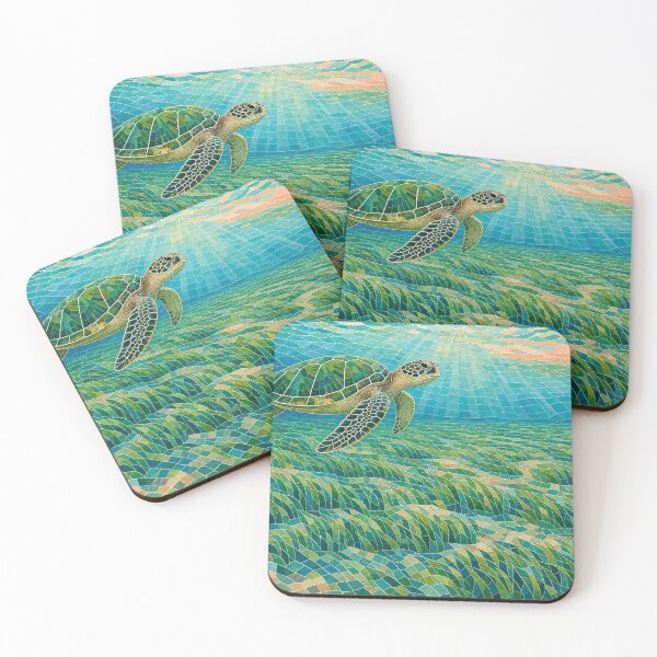 Item preview, Green Sea Turtle Seagrass Mosaic designed and sold by VerdantStudio.