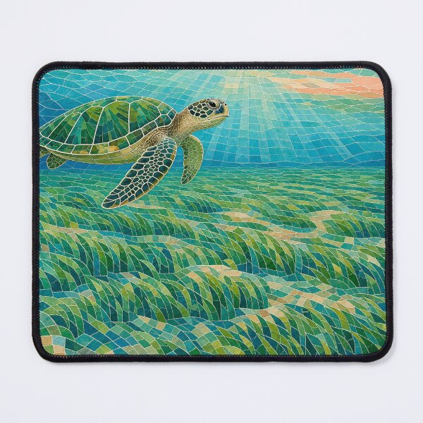 Item preview, Green Sea Turtle Seagrass Mosaic designed and sold by VerdantStudio.